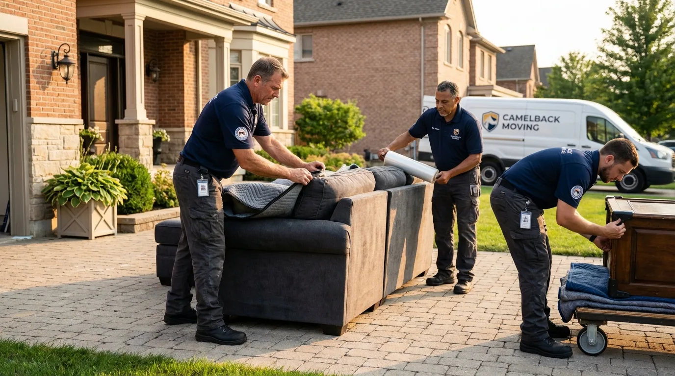 Large estate moving crew wrapping furniture in Decherd, TN